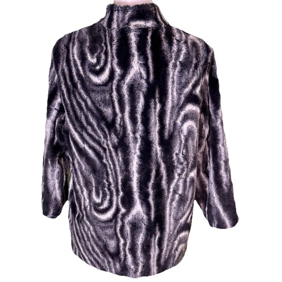 Women’s Zebra Print Faux Fur Jacket Retro Glam Party Night Out Mob Wife Sz 10 - Picture 3 of 10